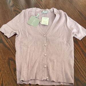 Marled Lilac Ribbed Cardigan